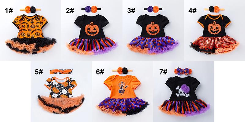 Baby Halloween Romper+Dress Girls Halloween TUTU Skirt with Hair